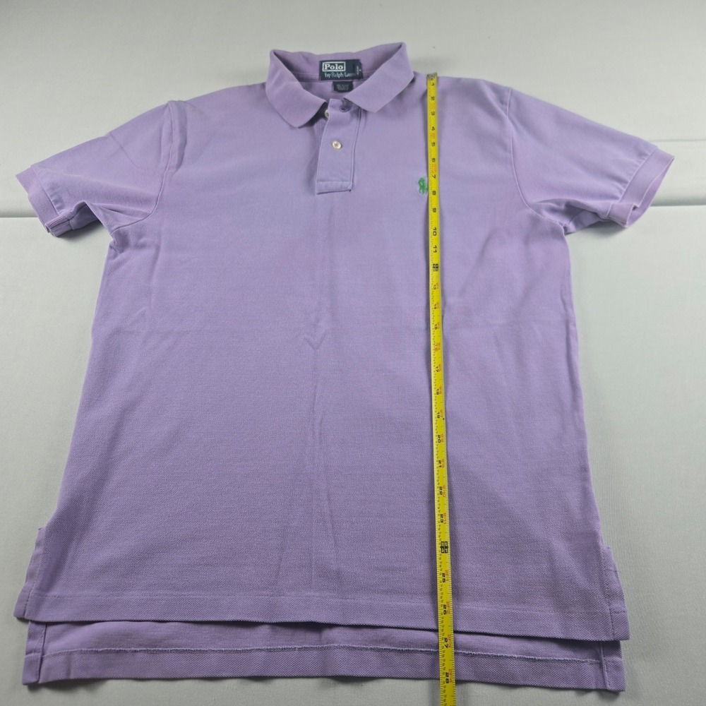 Polo Ralph Lauren Men's Medium Purple Mesh Polo Shirt Green Pony Cotton - Picture 8 of 9